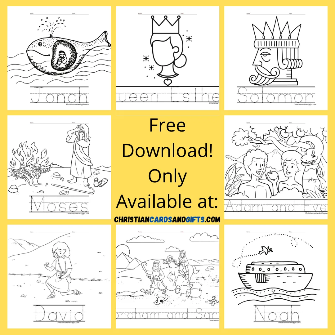 Bible Names Coloring and Writing Worksheets