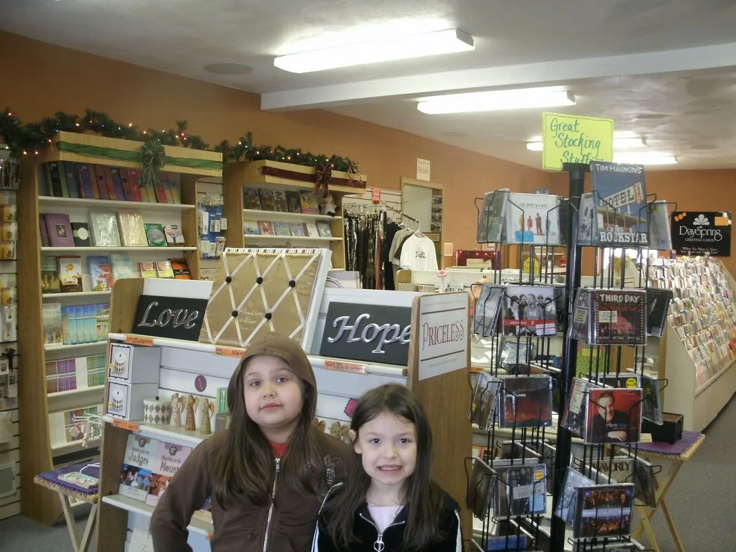 A store with Christian products and greeting cards.