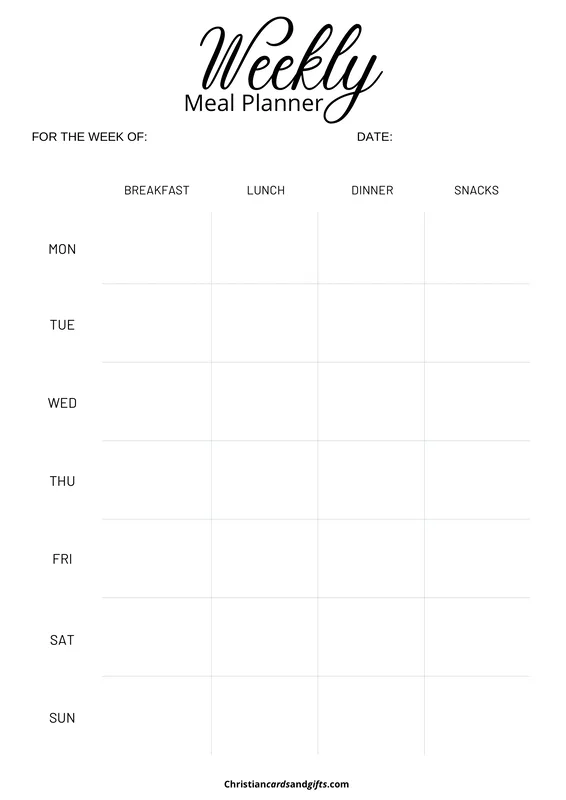 Printable Meal Planning Sheet