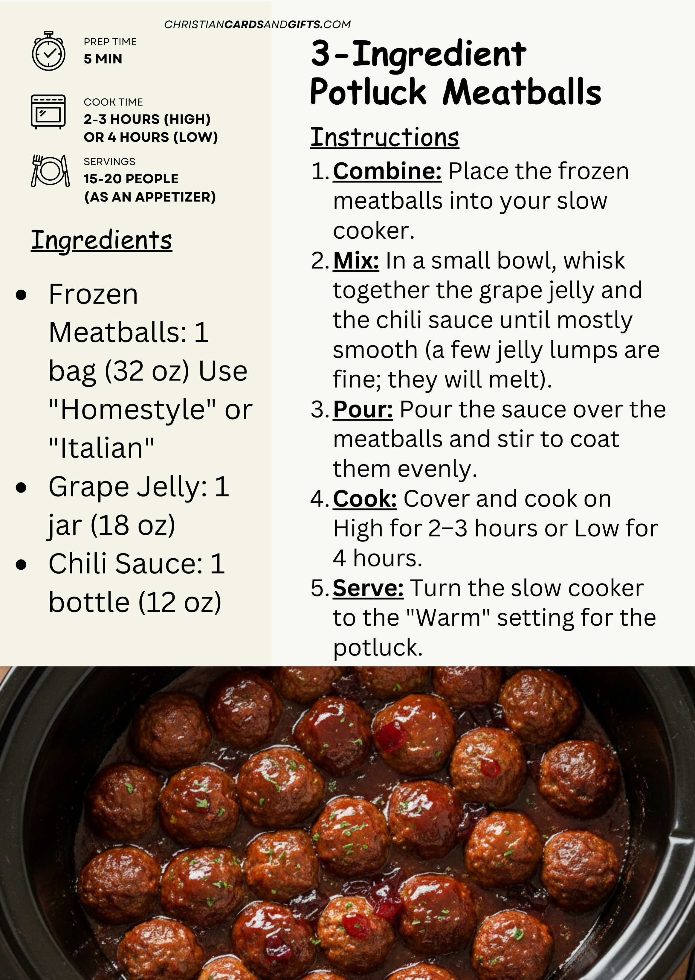 3-Ingredient Potluck Meatballs Recipe